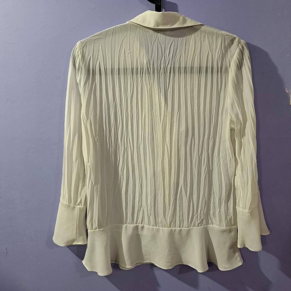 🌈CHIFFON SHEER RUFFLE COLLAR BLOUSE-XS - Picture 2 of 6